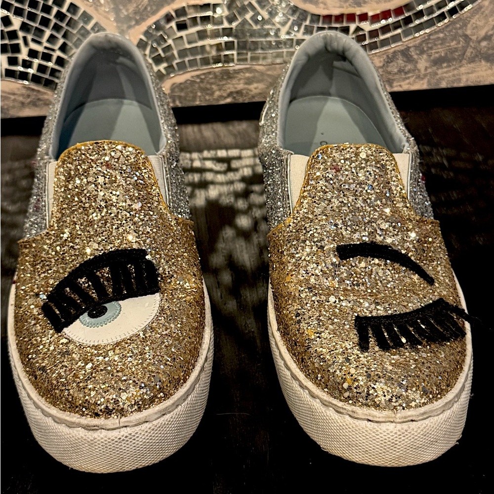 Chiara Ferragni Flirting slip-on glitter sneaker sz 38/US 7.5